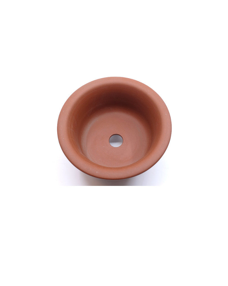 Bonsai pot Yixing semi-cascade ongeglazuurd rond 14cm, hoogte 8cm
