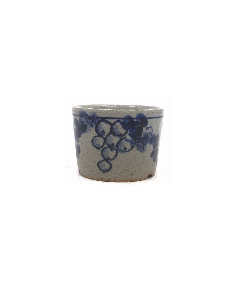 Shohin Bonsai pot handgeschilderd druiven rond 9cm