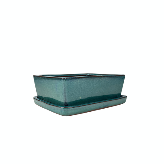 Vaso bonsai verde rettangolare 30cm - set