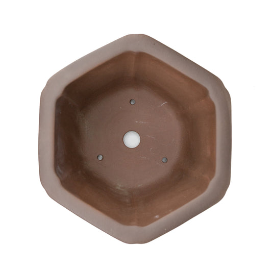 Vaso bonsai Yixing non smaltato esagonale a cascata 22 cm, altezza 19 cm
