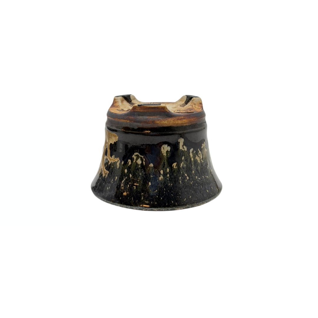 Vaso per bonsai Shohin nero con oro René Lecocq 9cm