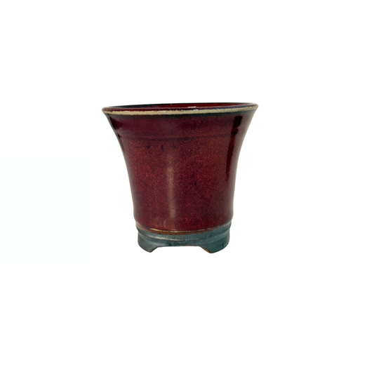 Vaso per bonsai a cascata rosso con macchie nere René Lecocq 12cm