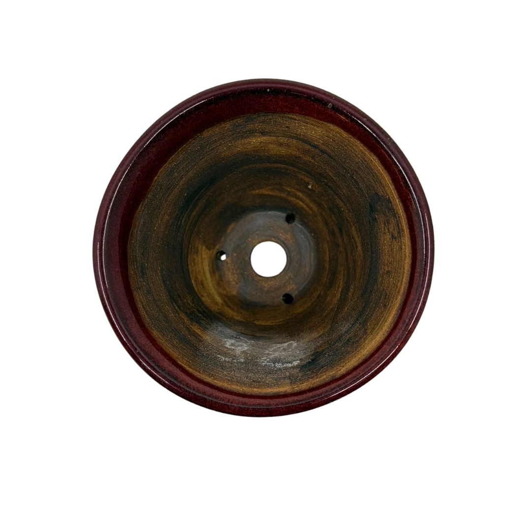 Vaso per bonsai a cascata rosso con macchie nere René Lecocq 12cm