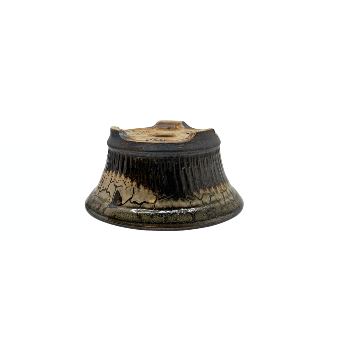 Vaso per bonsai color carbone con accenti beige René Lecocq 13cm