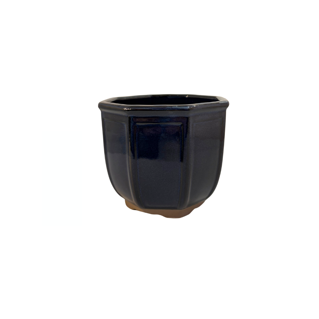 Vaso per bonsai ottagonale a cascata blu scuro 12 cm