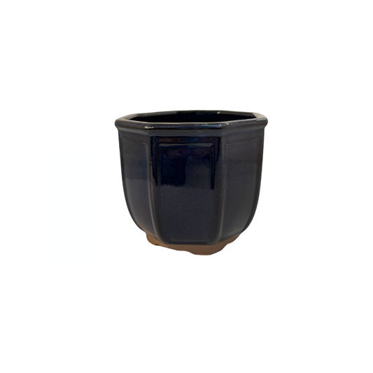 Vaso per bonsai ottagonale a cascata blu scuro 12 cm