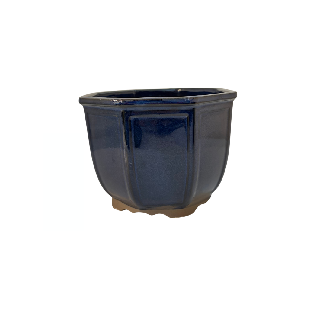 Vaso per bonsai ottagonale a cascata blu scuro 14 cm
