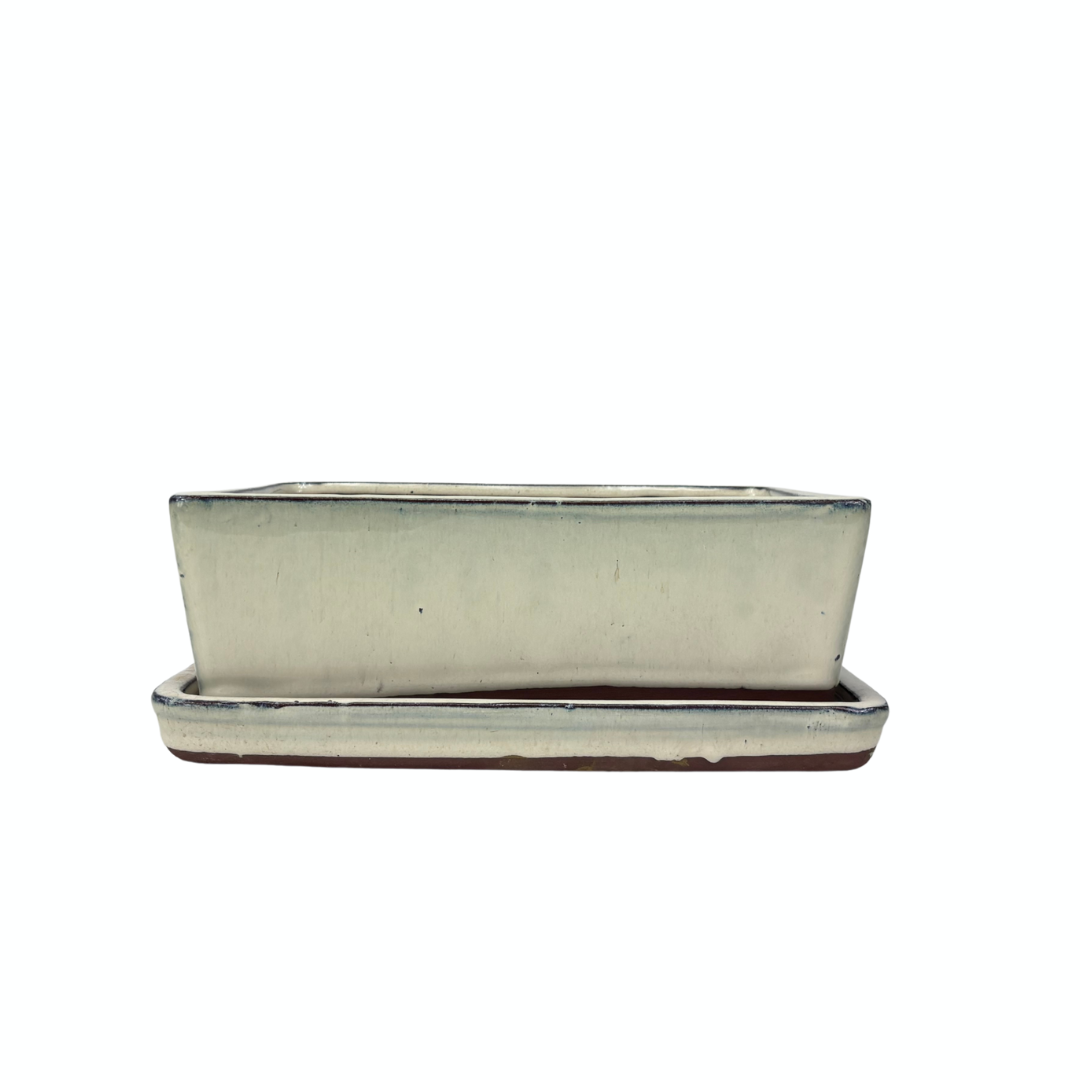Bonsai pot creme rechthoek 25cm - set