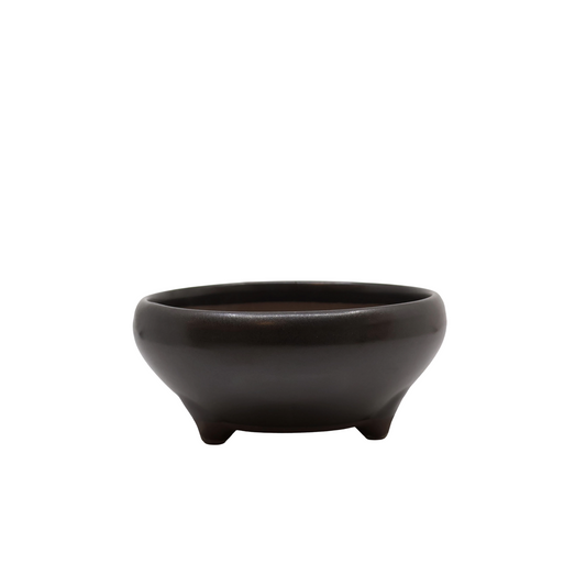 Vaso per bonsai nero opaco rotondo 19cm