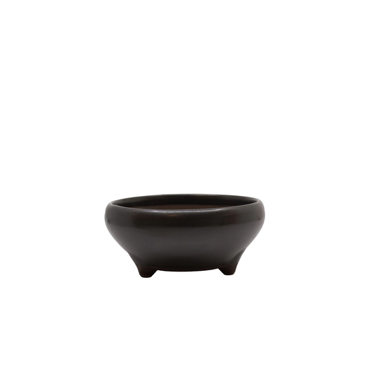 Vaso per bonsai rotondo nero opaco 11 cm