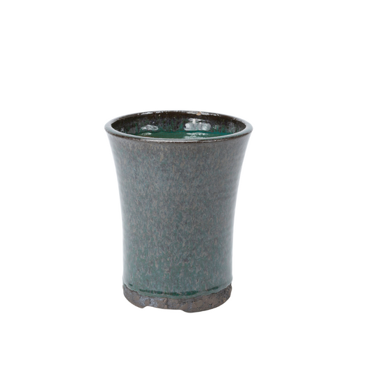Bonsai pot groen bruin rond cascade 15cm, hoogte 18.5cm
